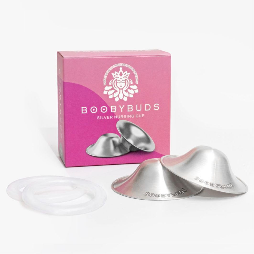 BoobyBuds The Original Silver Nursing Cups - Pure 999 Silver - Soothe and Protect Sore Nipples