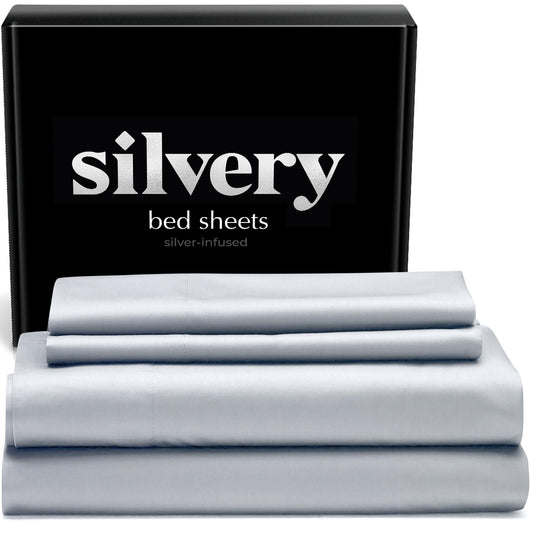 Silvery Silver Infused Bed Sheets Set - Award-Winning Self-Cooling Fabric with Self-Cleaning Silvery Technology™ for Hygienic Sleep - Luxurious Silky Soft Comfort (California King)