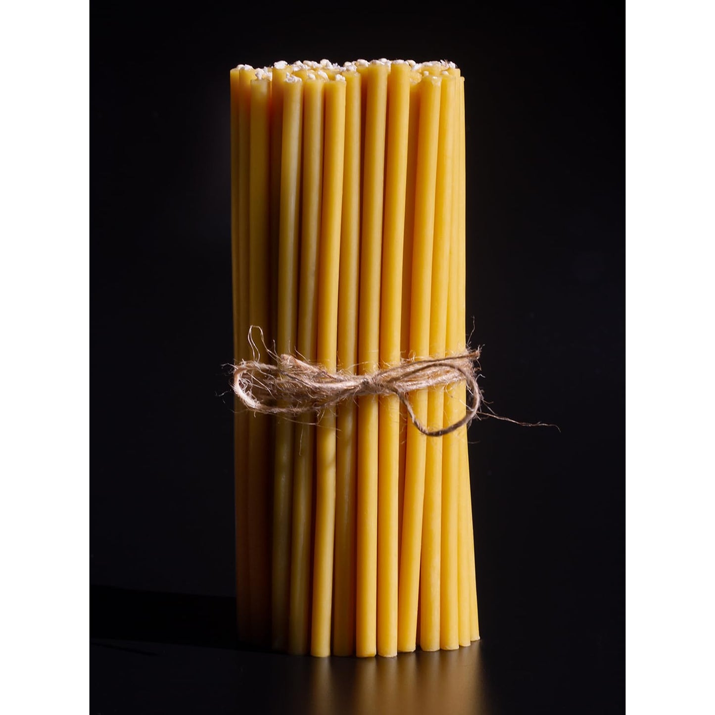 CANDWAX 100 Pack Thin Beeswax Taper Candles - 7 Inch Tall Yellow Candles