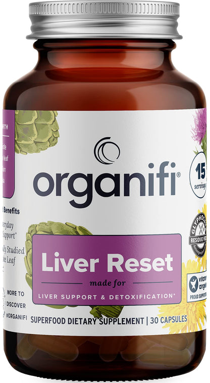 Organifi - Liver Reset - Liver Detox - Digestive and Immune Support - Promotes Cellular Energy Production 30 Capsules