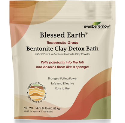 Blessed Earth® Detox Clay Bath 100% Pure Sodium Bentonite Therapeutic Grade - Removes Toxins Impurities and Contaminants by Evenbetternow LLC 4 lbs (64 oz)